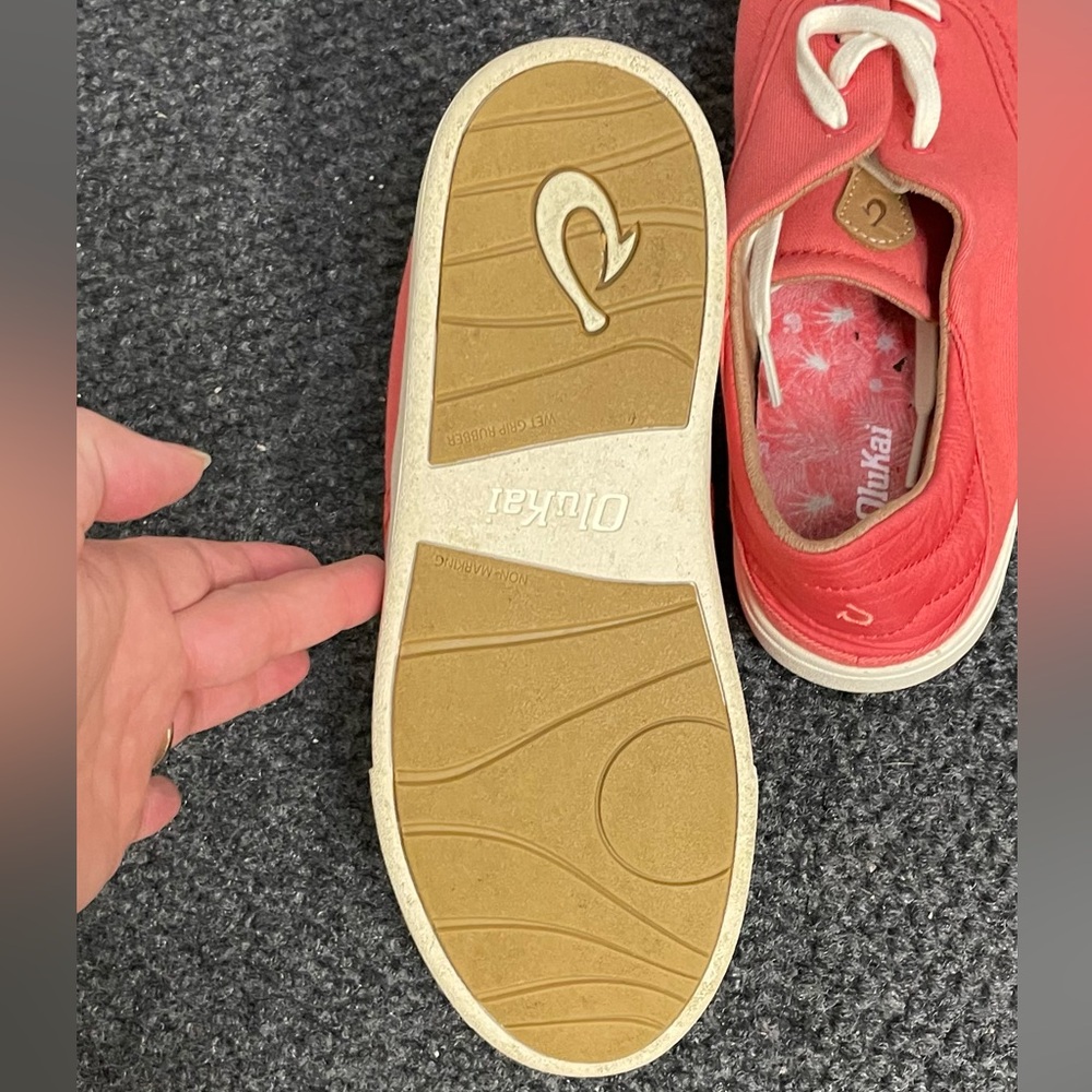 Olukai Women’s kohu canvas sneakers shoes in Lehua flower size 7 pink coral - Picture 5 of 5